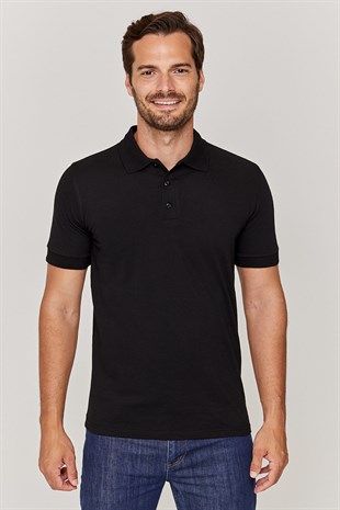 Polo yaka Unisex Siyah T-Shirt